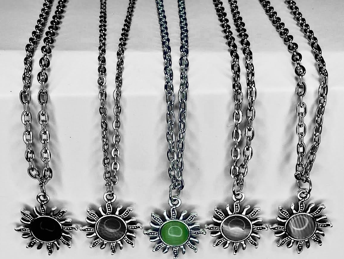 Sun Charm Gemstone Necklace