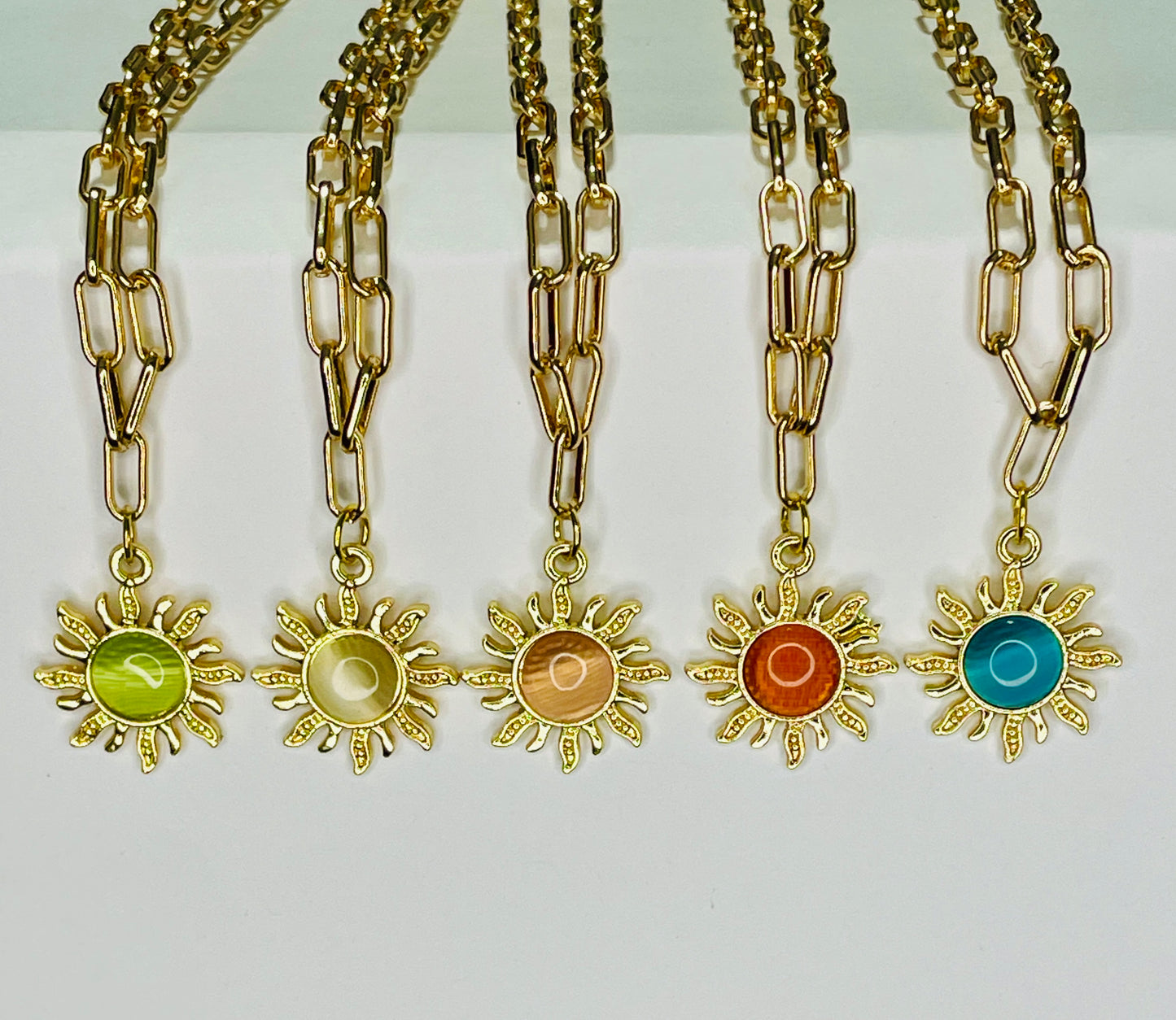 Sun Charm Gemstone Necklace