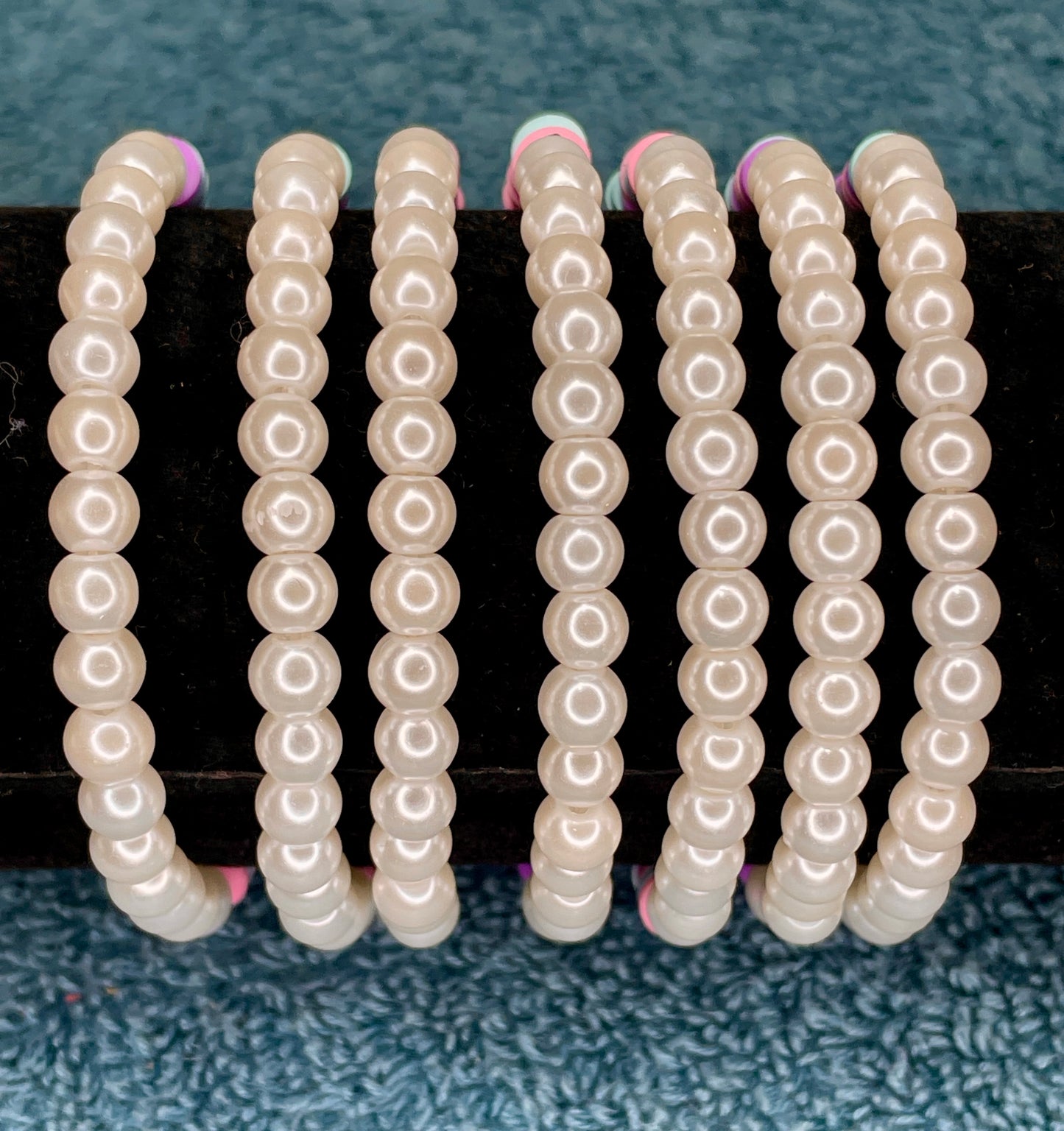 Half and Half Pearl Clay Bead Bracelet