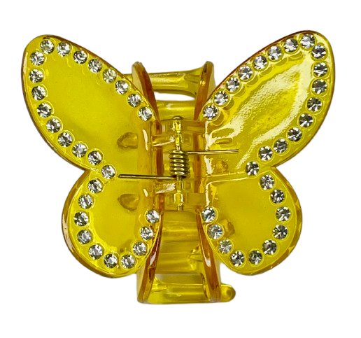 Butterfly Rhinestone Claw Clip- Yellow